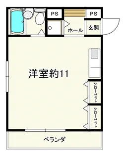 メゾンド青葉台(クローゼット付きワンルーム)【5階】の間取り
