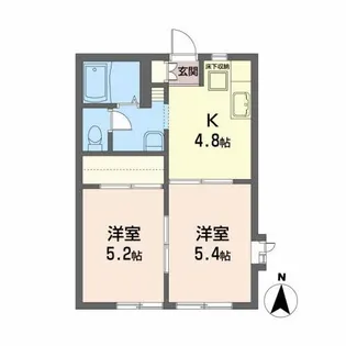 ウエストヴィラ栗生【1階】の間取り