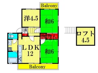 一ツ家ウェーブタウン 9号棟【2階】の間取り