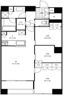 富久クロスコンフォートタワー【48階】の間取り