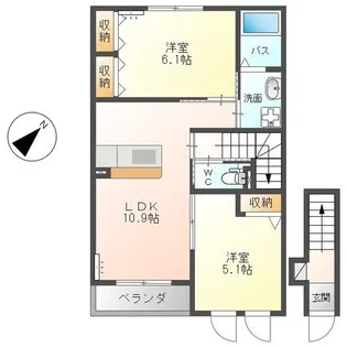 Wing Court K(ウイングコートK)【2階】の間取り