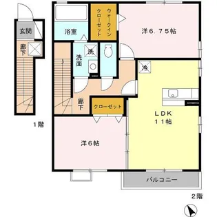 エヲコルト A【2階】の間取り