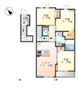 広島県福山市北本庄3【アパート】の間取り