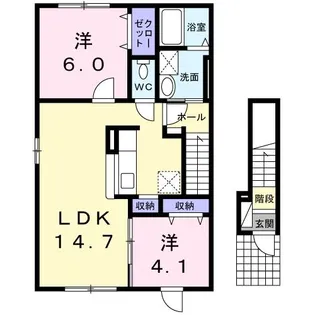 クレイトンアベニュー鳥取II【2階】の間取り