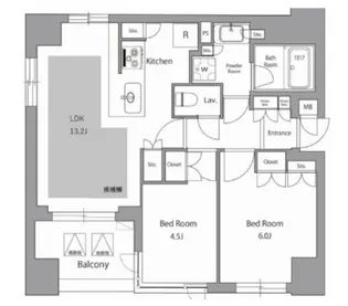 東京都中央区日本橋箱崎町【マンション】の間取り