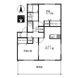 リヴェール中曽根C【1階】の間取り
