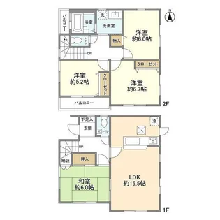神奈川県横浜市緑区北八朔町【一戸建】の間取り