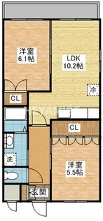 ヴァンベールKOUKI【2階】の間取り