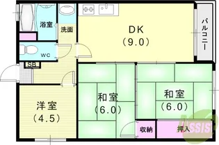 シャルマンコーポ鈴蘭台【5階】の間取り