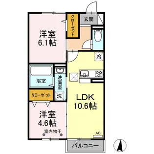パークフラッツ多賀城【1階】の間取り