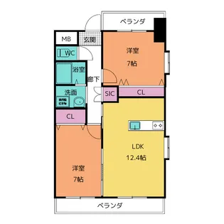 パークサイドカノウ【7階】の間取り