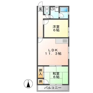 オータム桃山 A棟【2階】の間取り