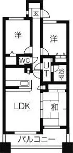 ダイアパレスアルティスタ長町公園【3階】の間取り