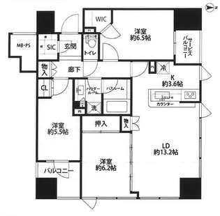 シティタワー仙台花京院【19階】の間取り