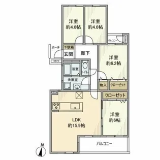 しいの木台ハイツ6号棟【4階】の間取り