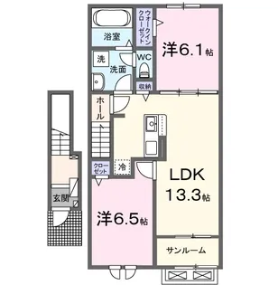カーサ・セイスB【2階】の間取り