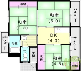 高尾台住宅1号棟【4階】の間取り