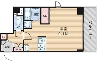 アクアプレイス東天満【7階】の間取り
