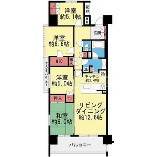 シティハウス三ツ沢公園【2階】の間取り