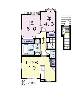 ウエスト F【2階】の間取り