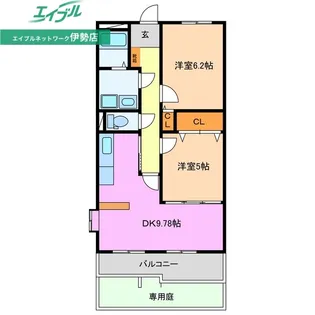 クレセールヴァンブ【1階】の間取り