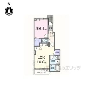 ポンテリブロK・1【1階】の間取り