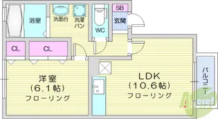 1LDKの間取り画像