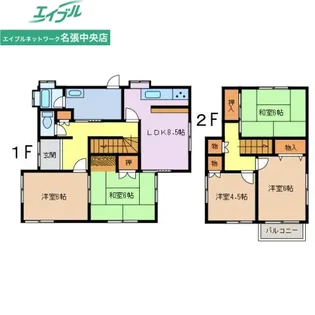 三重県名張市富貴ケ丘6番町【一戸建】の間取り