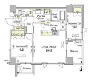 パークアクシス錦糸町・親水公園【7階】の間取り