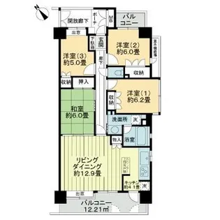 野村ステイツ河原町ガーデンスクエア【4階】の間取り