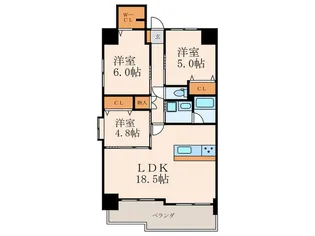 福岡県北九州市小倉北区黒原3【マンション】の間取り