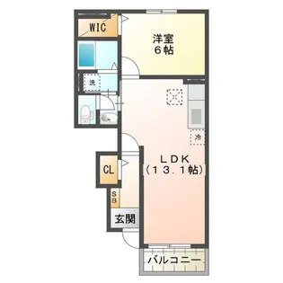 ヒル オブ サプリング B棟【1階】の間取り