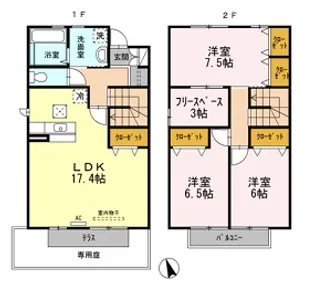 ウィズ山城B【2階】の間取り