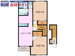 ヴィレッジ川原 南棟【2階】の間取り