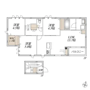 Orto東芹が谷【2階】の間取り