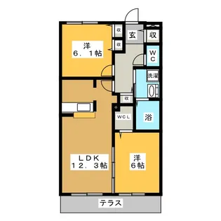 クレール道徳【1階】の間取り