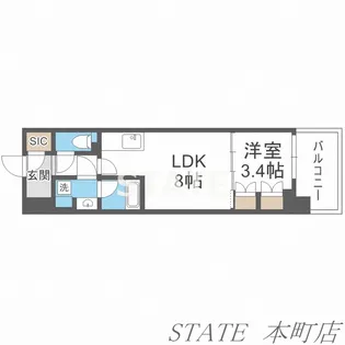コンフォリア・リヴ北久宝寺Q【5階】の間取り