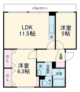 桃山コーポ2号棟【4階】の間取り