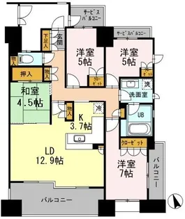 カスタリア上町台【12階】の間取り