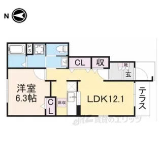 ピュール長浜A【1階】の間取り