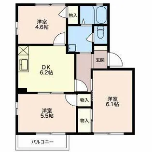 フレグランス三園A【2階】の間取り