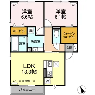 ロイヤルビレッジE【1階】の間取り