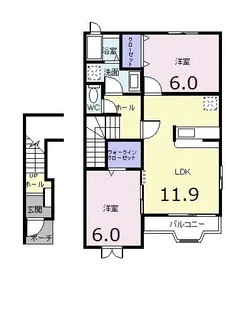 プロムナード1番館【2階】の間取り