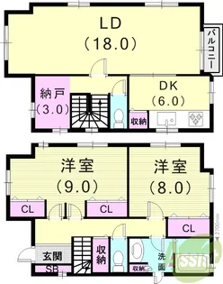 兵庫県芦屋市翠ケ丘町【一戸建】の間取り