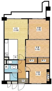 ライオンズマンション文教【6階】の間取り