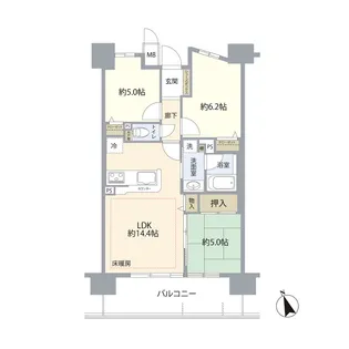 パデシオン六地蔵【16階】の間取り