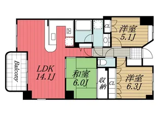 千葉県千葉市若葉区高品町【マンション】の間取り