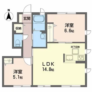 シャーメゾン川内 B棟【1階】の間取り
