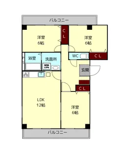 クレスト東生駒【3階】の間取り