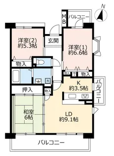 URグリーンヒルズ御影【5階】の間取り